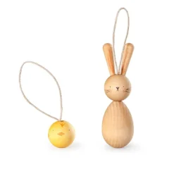 Adornos pollito y conejo de Pascua de madera Hop Peep - Grapat