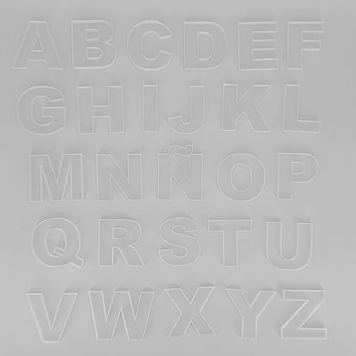 Alfabeto letras mayúsculas rellenables translúcidas 7 cm (27) - Sumando Momentos