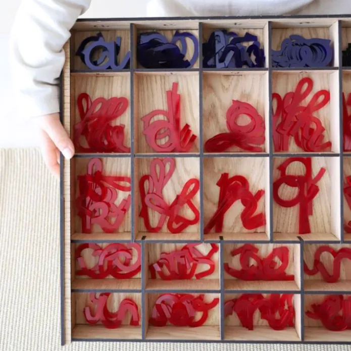 Alfabeto Montessori letras minúsculas enlazadas translúcidas castellano/catalán (170) - R-cre@