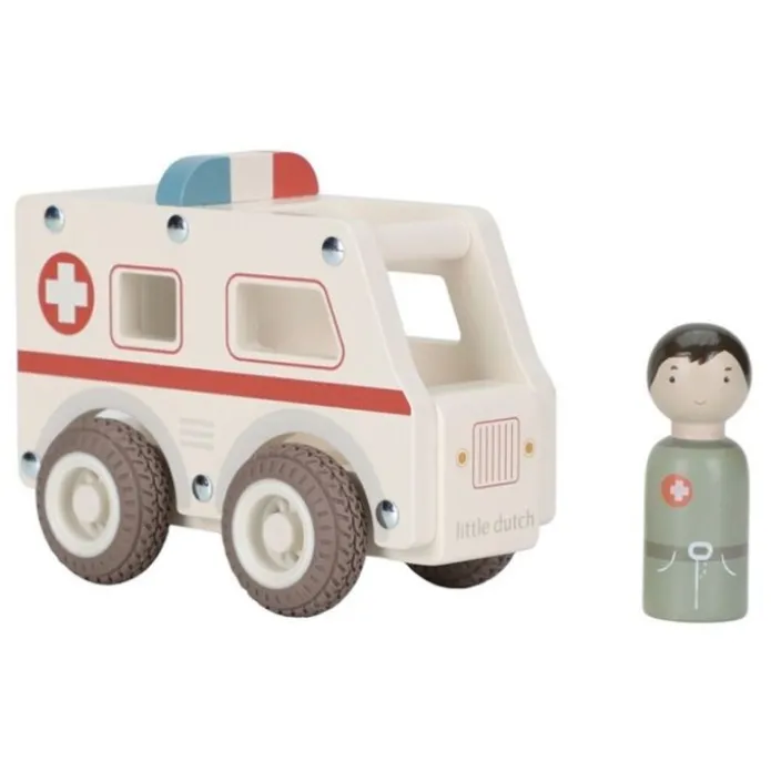 Ambulancia y muñeco de madera - Little Dutch