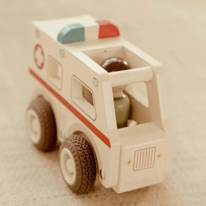 Ambulancia y muñeco de madera - Little Dutch