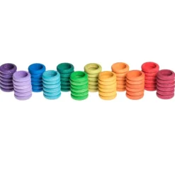 Anillas de madera colores arcoíris y pastel (72) - Grapat