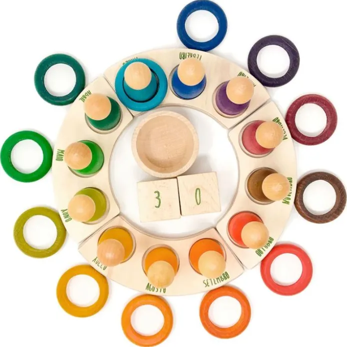 Anillas de madera de colores para Calendario Perpetuo (12) - Grapat