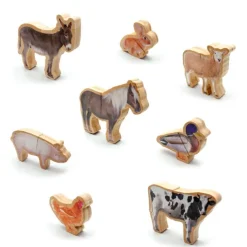 Animales de la granja de madera magnéticos (8) - Nowordbooks