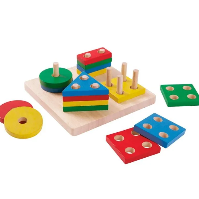 Apilable de madera con 4 formas geométricas - PlanToys