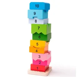 Apilable de madera torre de números - Bigjigs