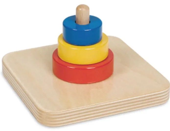 Apilable guía vertical 3 discos de colores de madera - Montessori