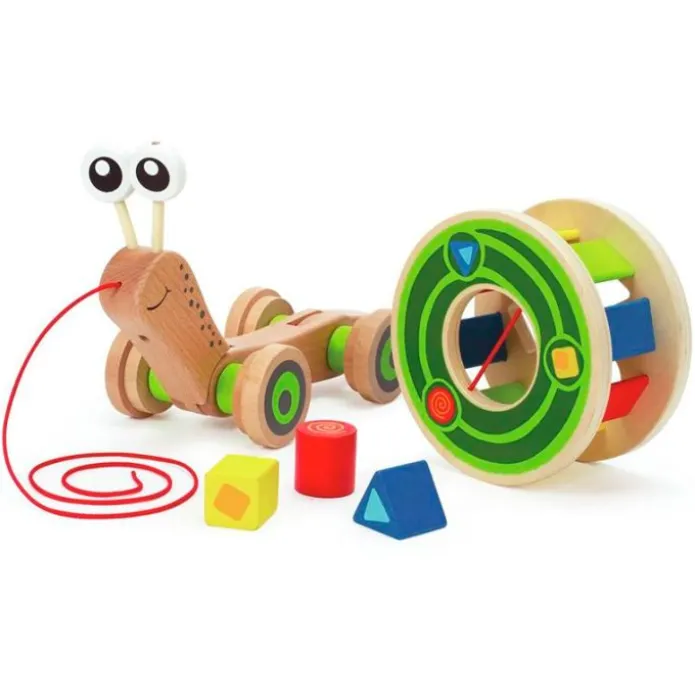 Arrastre de madera caracol con rueda - Hape