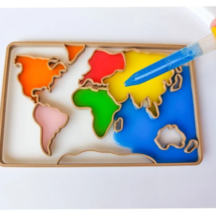 Bandeja sensorial rellenable Mapa del mundo - Sumando Momentos