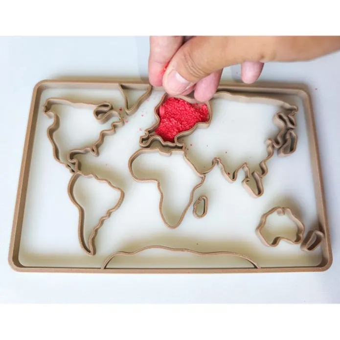 Bandeja sensorial rellenable Mapa del mundo - Sumando Momentos