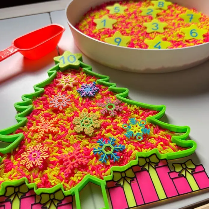 Bandeja sensorial rellenable árbol de Navidad - Sumando Momentos
