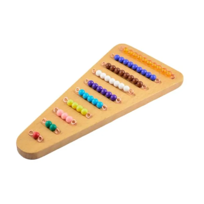Base de madera con ranuras para escalera de perlas - Montessori