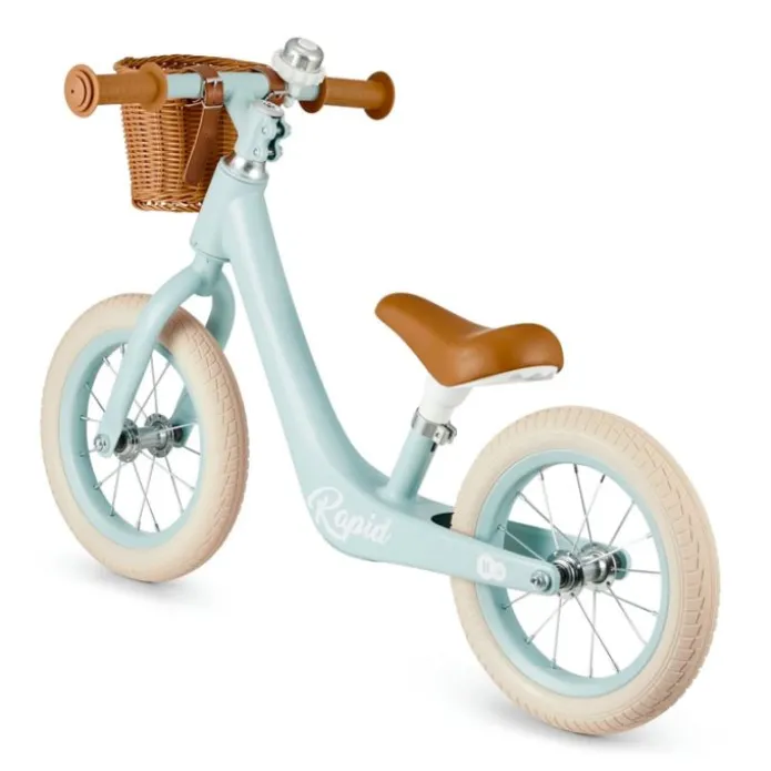 Bicicleta de equilibrio sin pedales Rapid 2 azul pastel con cesta - Kinderkraft