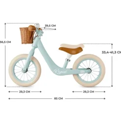 Bicicleta de equilibrio sin pedales Rapid 2 azul pastel con cesta - Kinderkraft