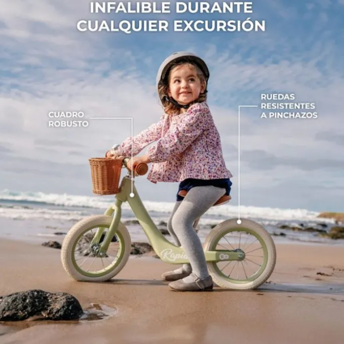 Bicicleta de equilibrio sin pedales Rapid 2 azul pastel con cesta - Kinderkraft