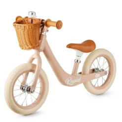 Bicicleta de equilibrio sin pedales Rapid 2 rosa pastel con cesta - Kinderkraft