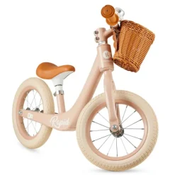 Bicicleta de equilibrio sin pedales Rapid 2 rosa pastel con cesta - Kinderkraft