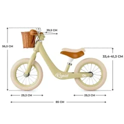 Bicicleta de equilibrio sin pedales Rapid 2 verde pastel con cesta - Kinderkraft