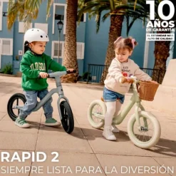 Bicicleta de equilibrio sin pedales Rapid 2 verde pastel con cesta - Kinderkraft