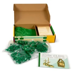 Bloques de construcción de madera (40) y conectores (200) compatibles con KAPLA - Join Clips