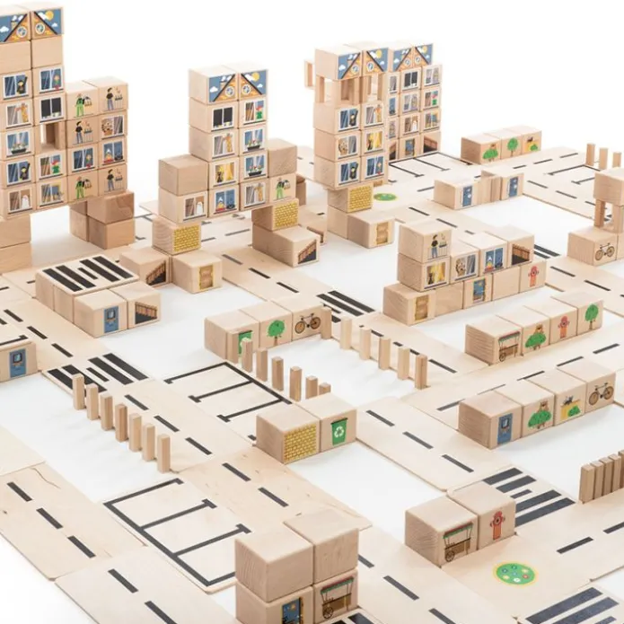 Bloques de madera City (324) - Just Blocks + REGALO manta-saco