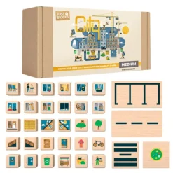 Bloques de madera City (160) - Just Blocks + REGALO manta-saco