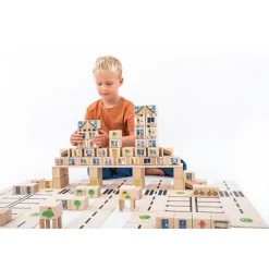 Bloques de madera City (160) - Just Blocks + REGALO manta-saco