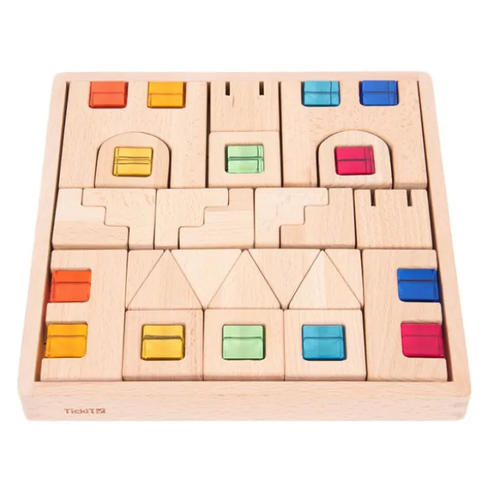 Bloques de madera con gemas de colores (40) - TickiT