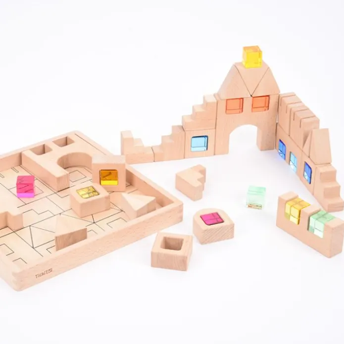 Bloques de madera con gemas de colores (40) - TickiT