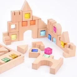 Bloques de madera con gemas de colores (40) - TickiT