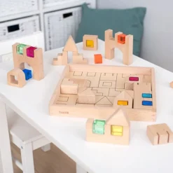 Bloques de madera con gemas de colores (40) - TickiT