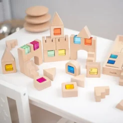 Bloques de madera con gemas de colores (40) - TickiT