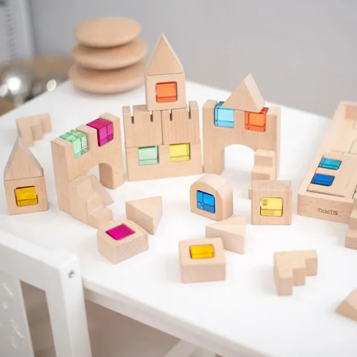 Bloques de madera con gemas de colores (40) - TickiT