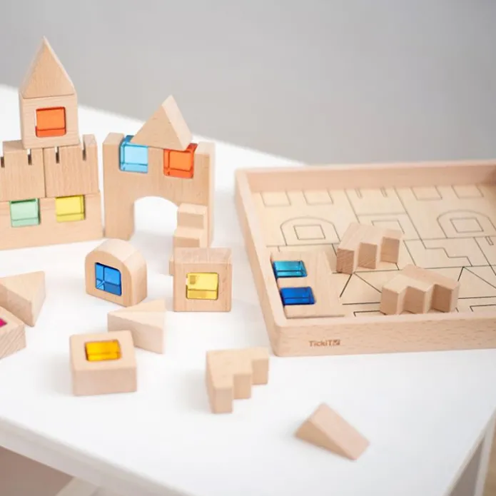 Bloques de madera con gemas de colores (40) - TickiT
