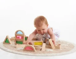 Bloques de madera de colores acrílicos (24) - TickiT