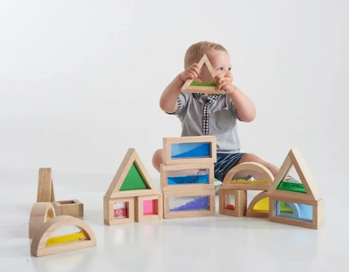 Bloques de madera de colores sensoriales (16) - TickiT