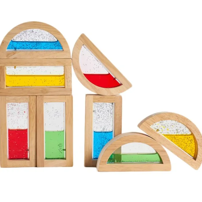 Bloques de madera sensoriales agua brillante (8) - Guidecraft