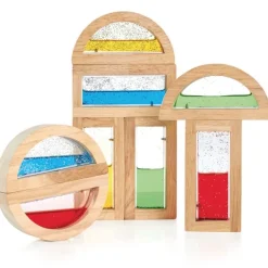 Bloques de madera sensoriales agua brillante (8) - Guidecraft