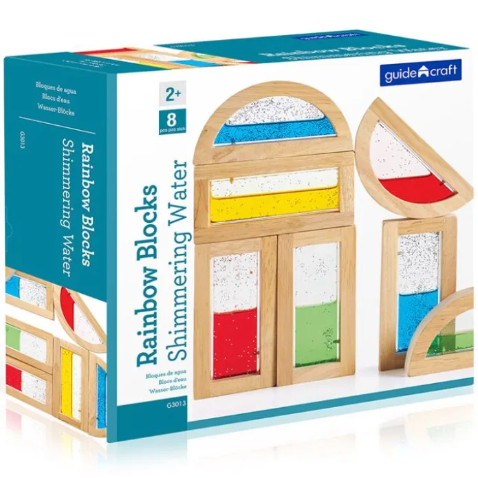 Bloques de madera sensoriales agua brillante (8) - Guidecraft