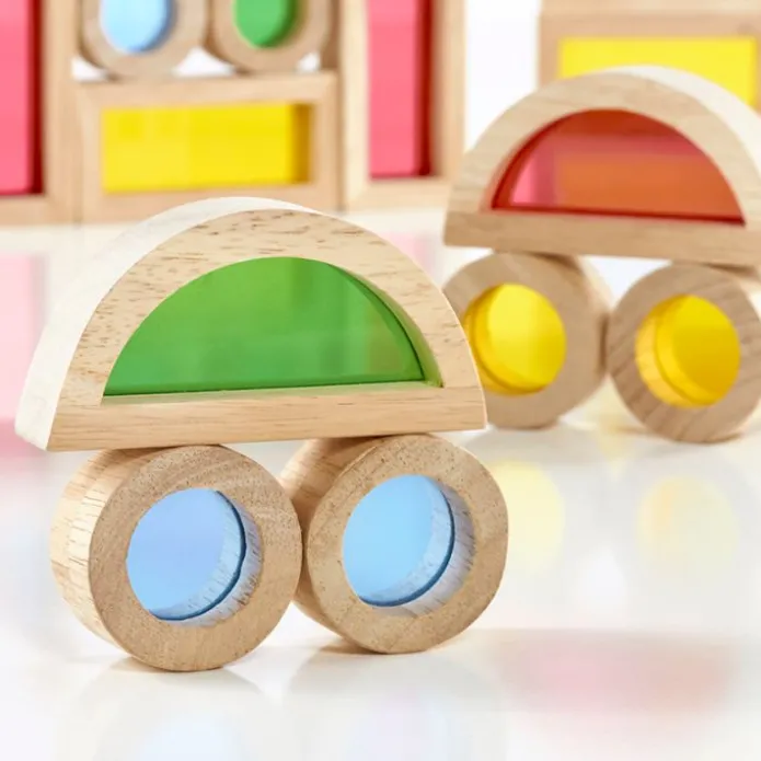 Bloques de madera sensoriales arcoíris (40) - Guidecraft