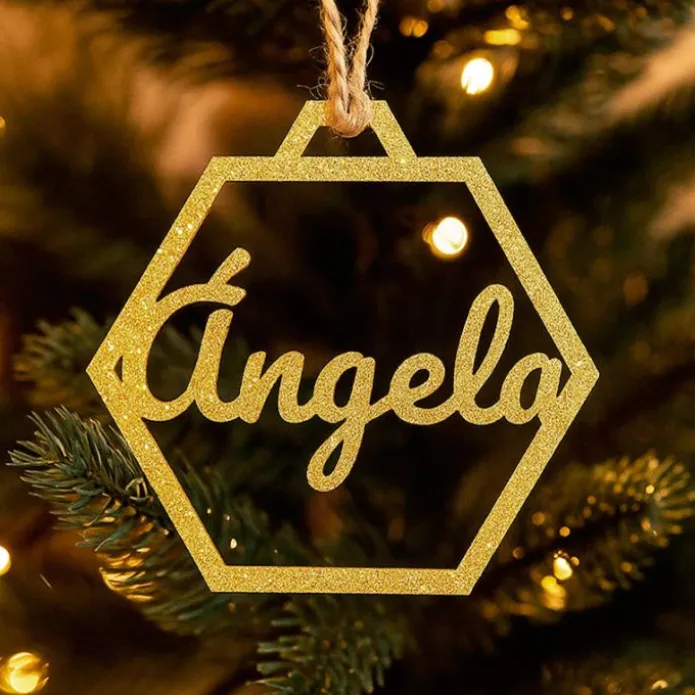 Bola para árbol de Navidad personalizada - Hexágono simple