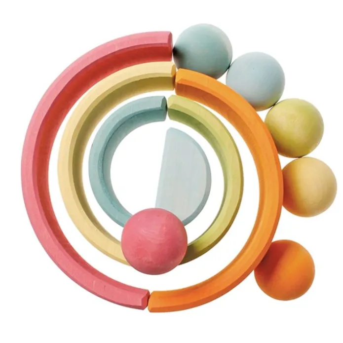 Bolas de madera colores pastel en huevera (6) - Grimm's