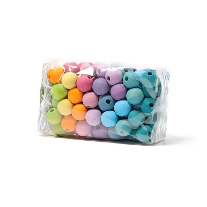 Bolas de madera con agujero colores pastel 1,2 cm (120) - Grimm's