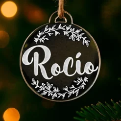Bola transparente para árbol de Navidad personalizada - Guirnalda hojas