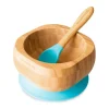 Bol con ventosa y cuchara azul - Madera de Bambú - Eco Rascals