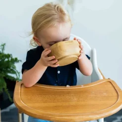 Bol con ventosa y cuchara verde - Madera de Bambú - Eco Rascals