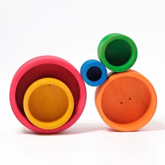 Boles apilables de madera colores arcoíris Red (5) - Grimm's