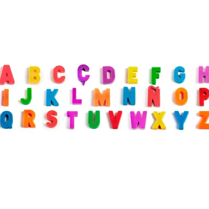 Bote con letras abecedario mayúsculas magnéticas (154) - Miniland
