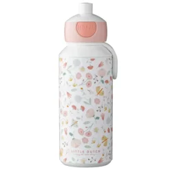 Botella campus pop-up rosa Flores y mariposas Mepal 400 ml - Little Dutch
