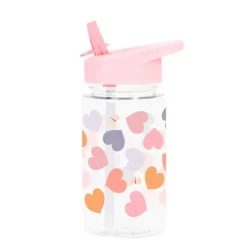 Botella con pajita Corazones 450 ml - A Little Lovely Company